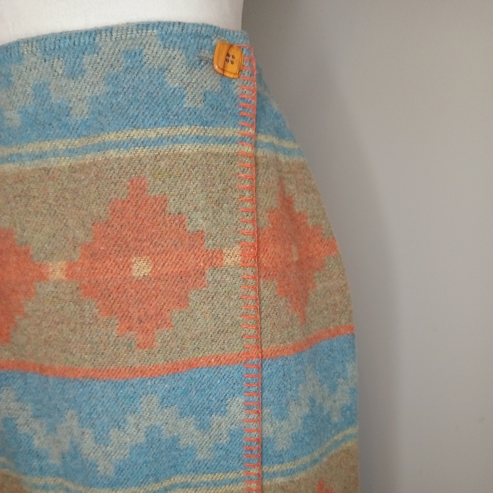 Vintage 90s Express Jeans Wrap Blanket Skirt - Picture 2 of 4